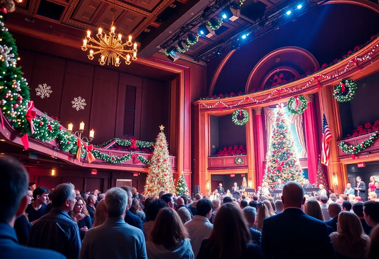 Festive crowd enjoying a holiday concert