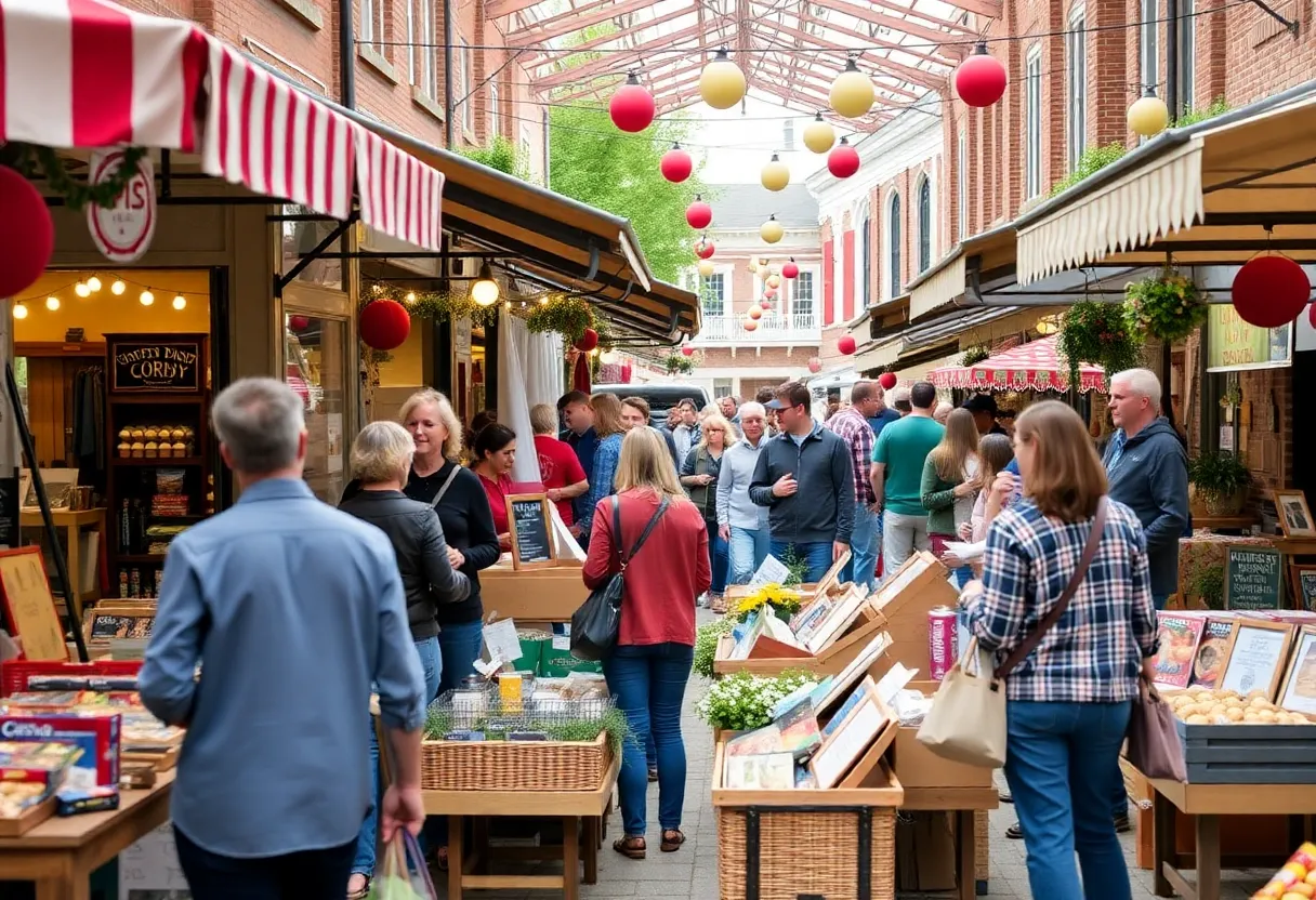 Community market scene in Chester County highlighting small business growth.