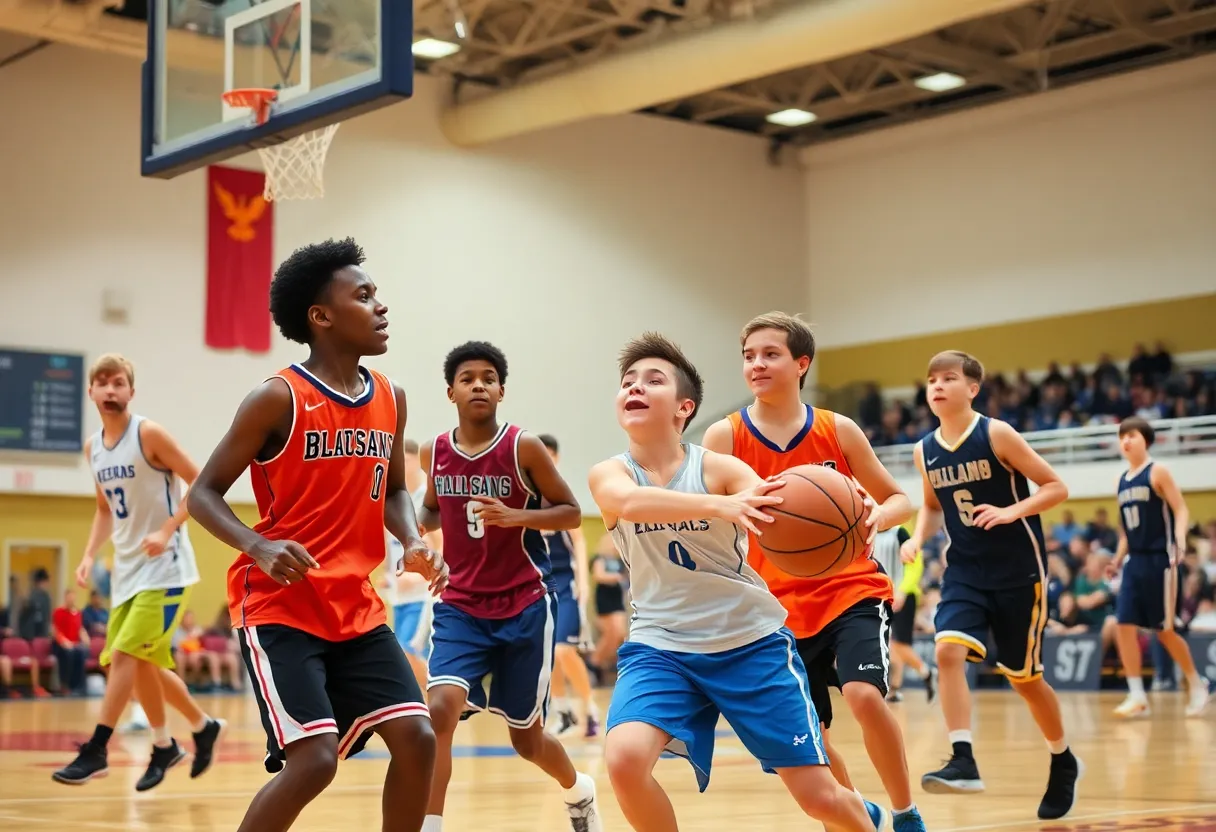 High school basketball players competing at the City of Palms Classic.