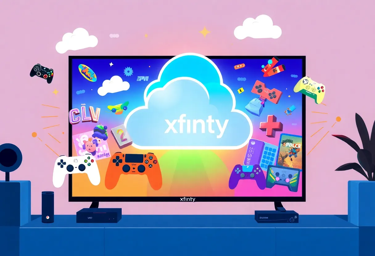 Illustration of cloud gaming technology on Xfinity devices