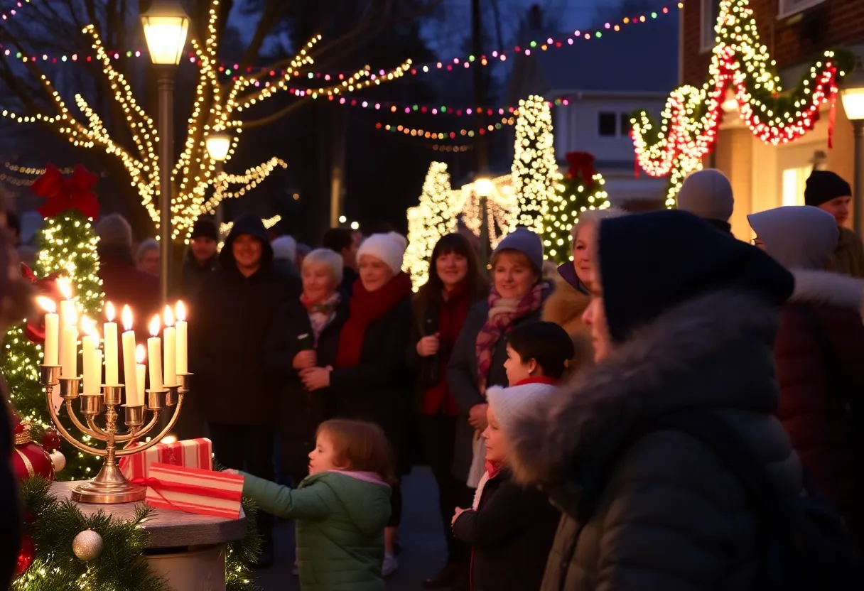 Families enjoying Collingswood holiday events with decorations