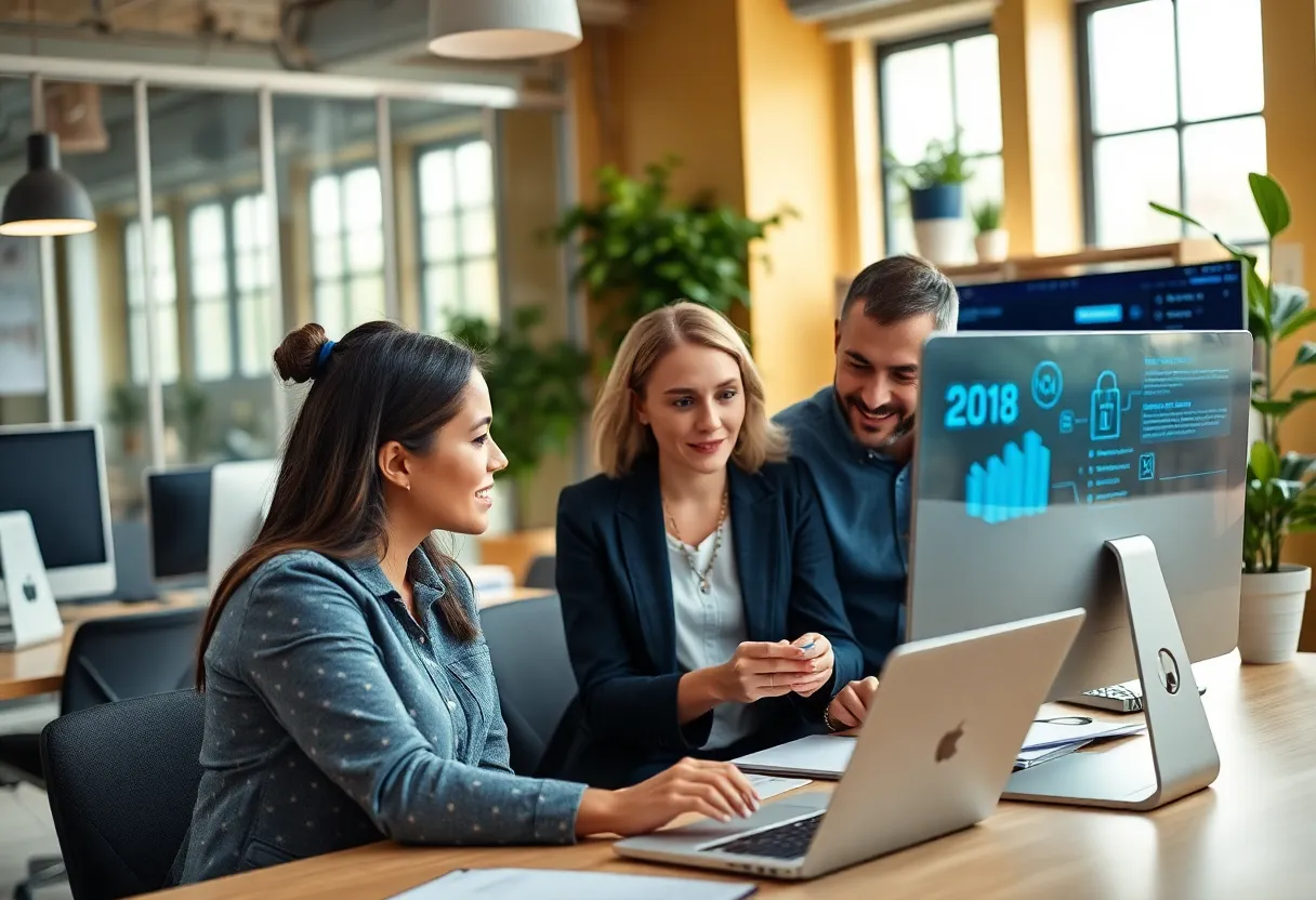 Small business owners utilizing Comcast Business technology solutions.