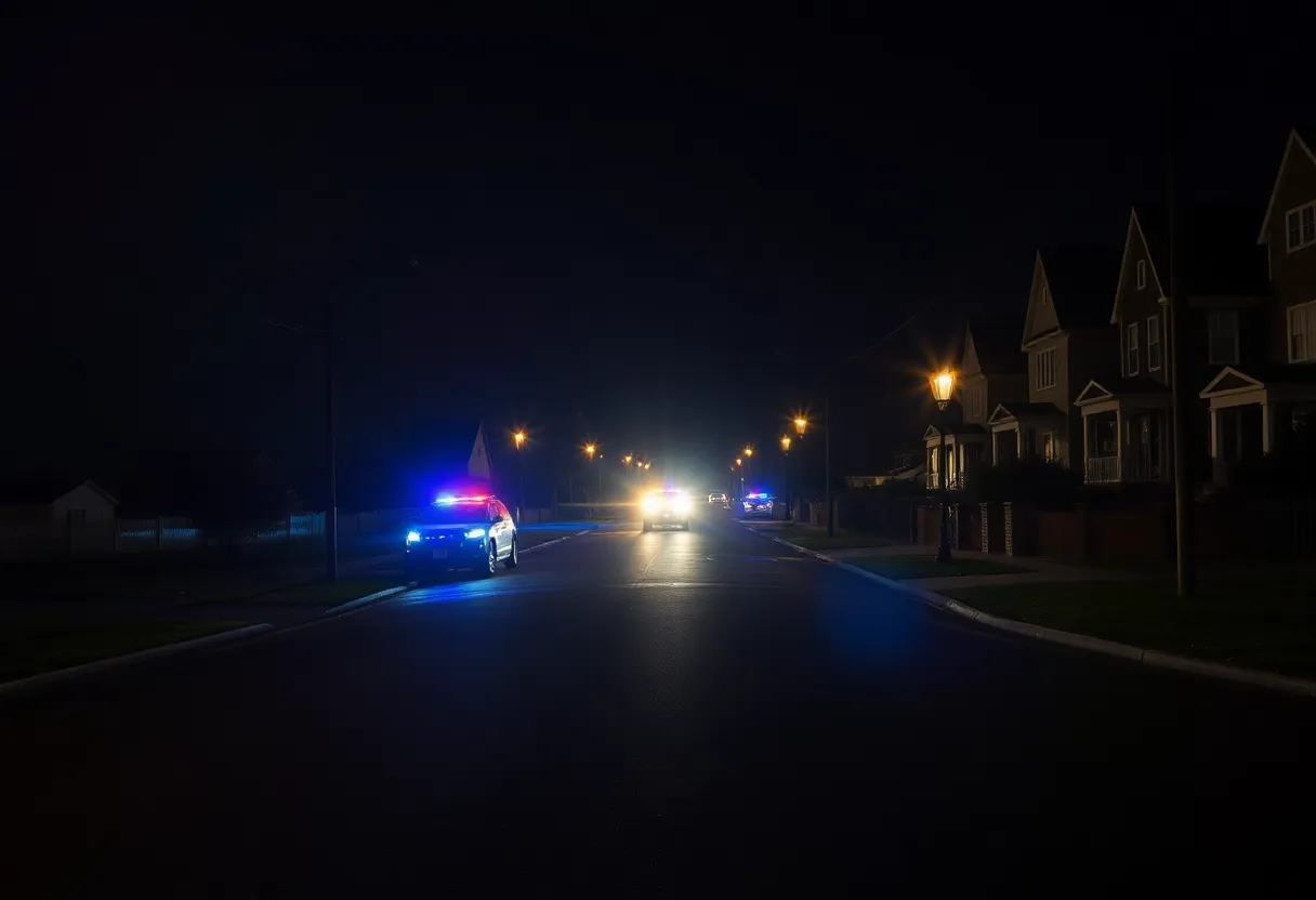 Scene of the double shooting in Crescentville with police lights and caution tape