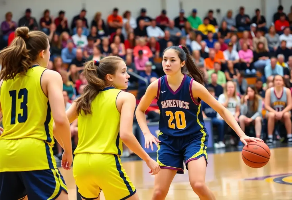 Girls basketball team from Cristo Rey Philadelphia in action during a game.