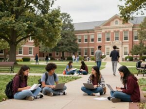 Students at Dickinson College campus participating in activities
