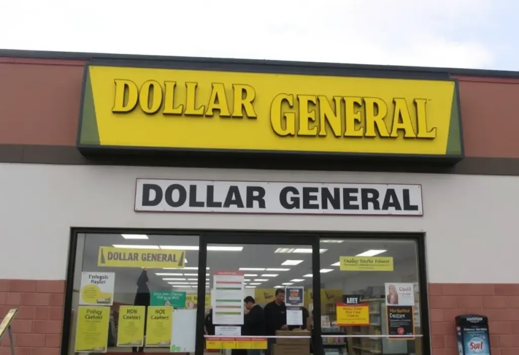 Exterior view of a Dollar General store