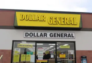 Exterior view of a Dollar General store