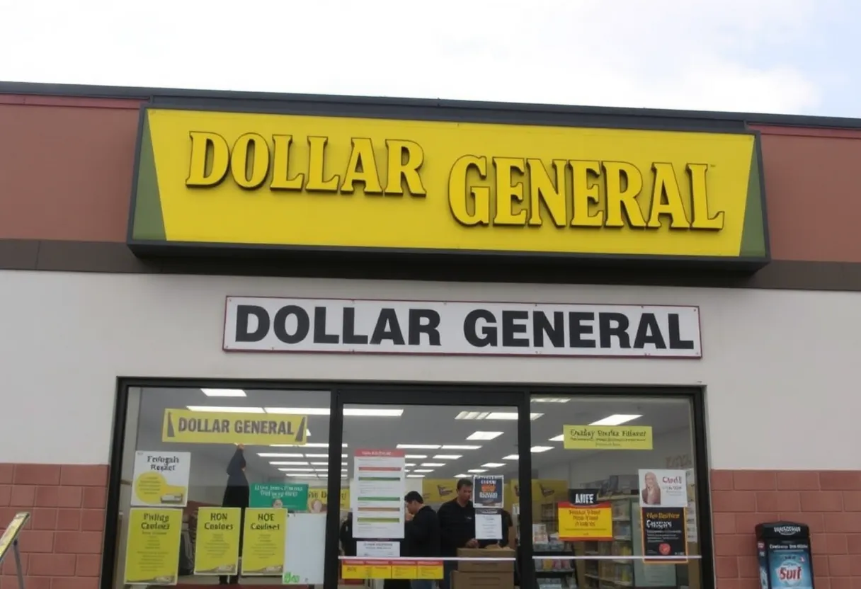 Exterior view of a Dollar General store