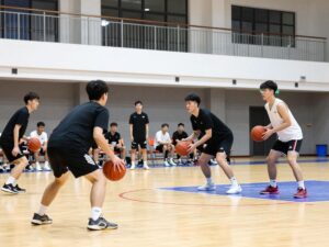 Drexel University student-athletes preparing for a basketball game