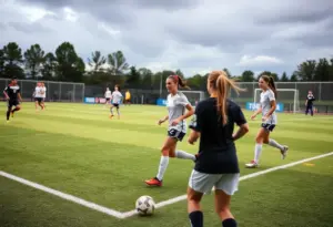 Drexel University soccer players competing in a match