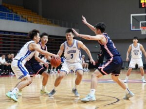 Drexel women's basketball players celebrating a victory during a game.