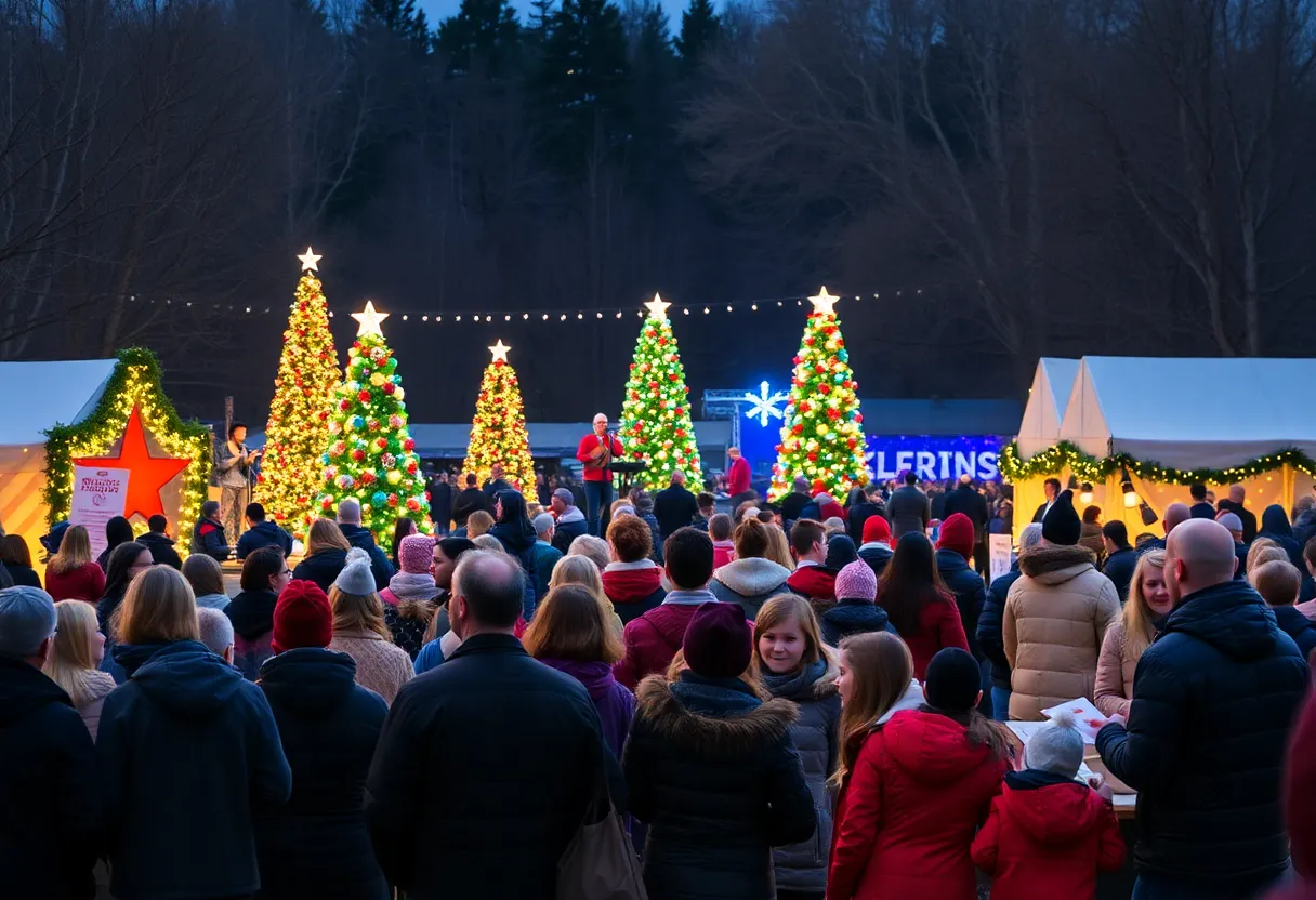 Families enjoying the holiday festivities at East Market's music series.