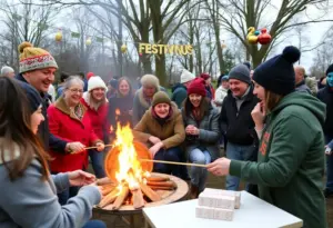 Community members enjoying the Festivus Extravaganza at Gorgas Park in Philadelphia.