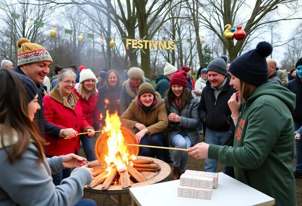 Community members enjoying the Festivus Extravaganza at Gorgas Park in Philadelphia.
