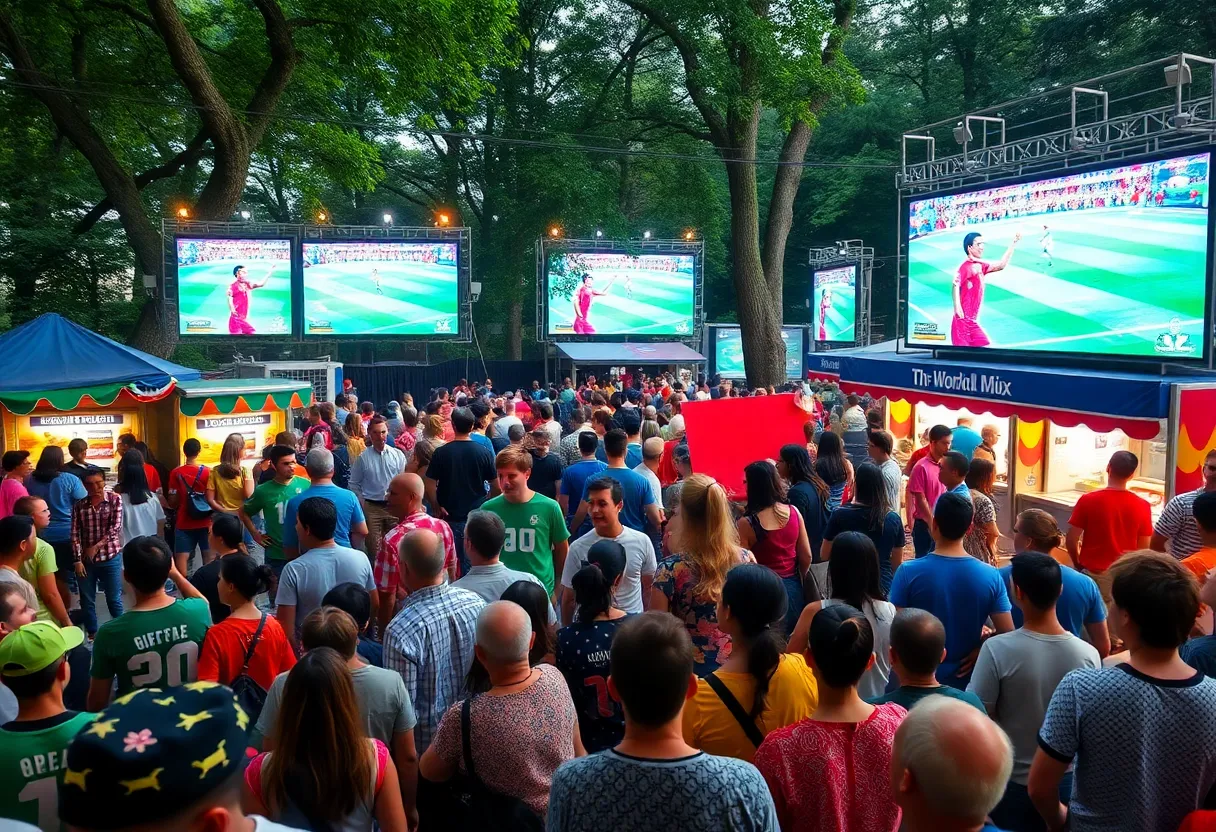 Crowd enjoying the Philadelphia FIFA World Cup Fan Festival at Lemon Hill