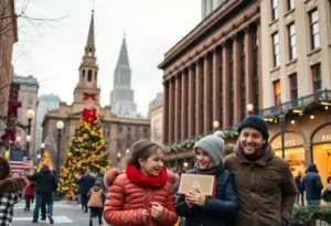 Artwork for Finding Christmas film featuring Philadelphia landmarks