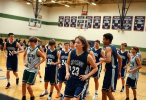 High School of the Future Firebirds basketball team in action