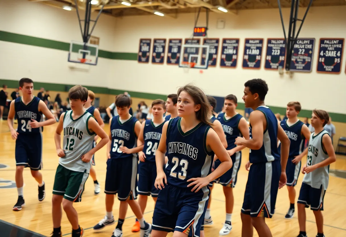 High School of the Future Firebirds basketball team in action