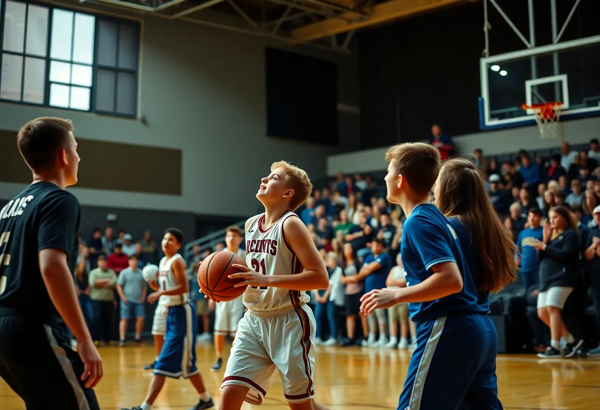 Firebirds basketball team celebrating a win against the Knights