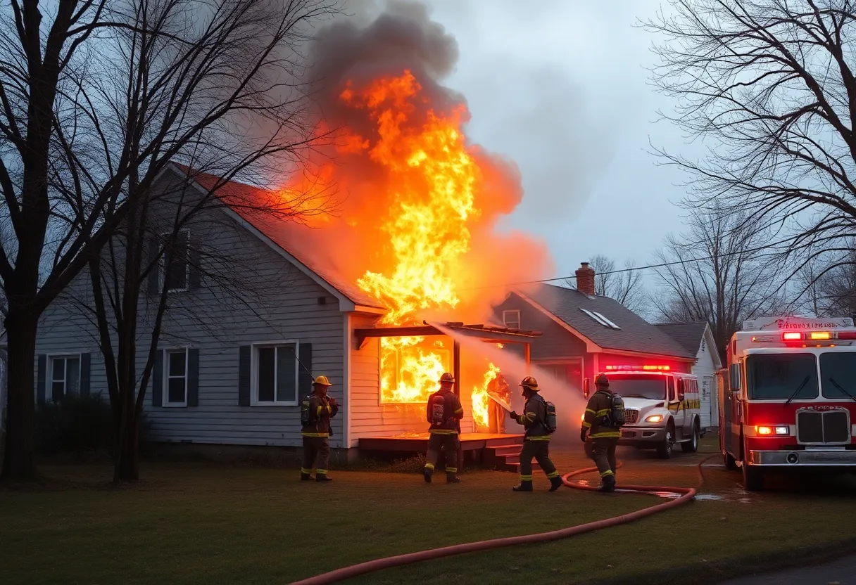 Firefighters battling flames at a vacant Feltonville residence