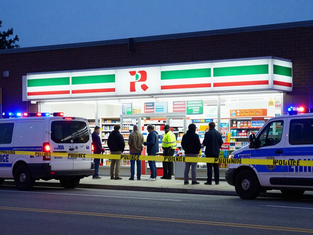 Police investigating a shooting scene at a Germantown convenience store.