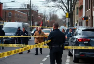 Police at the scene of a double shooting in Germantown, Philadelphia