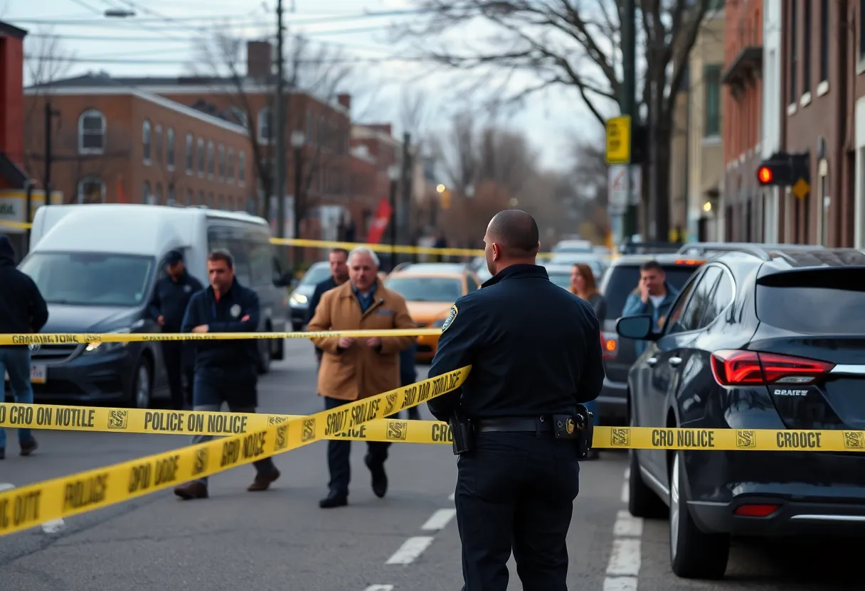 Police at the scene of a double shooting in Germantown, Philadelphia