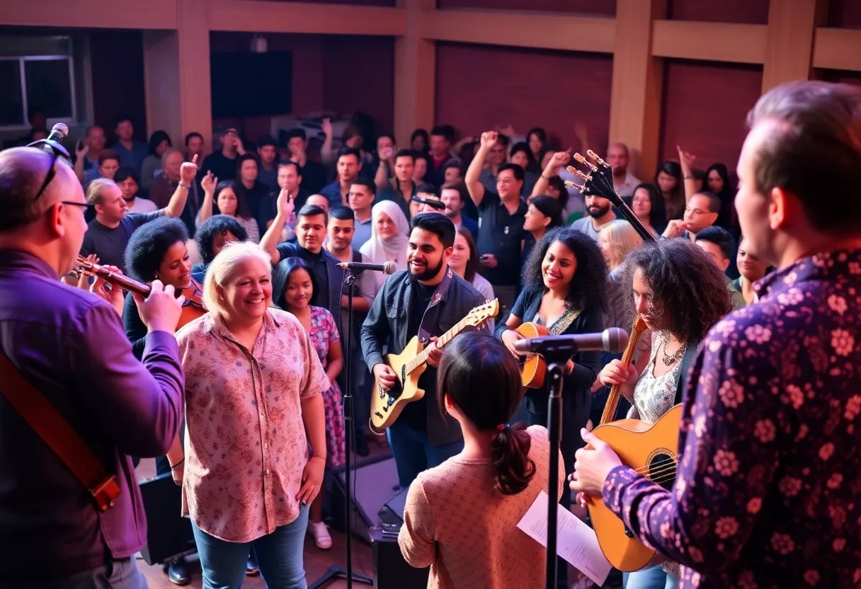 Audience enjoying live music at the Harmony at the Vale concert in Philadelphia.