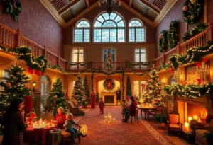 Decorated mansion for holiday event in Elverson