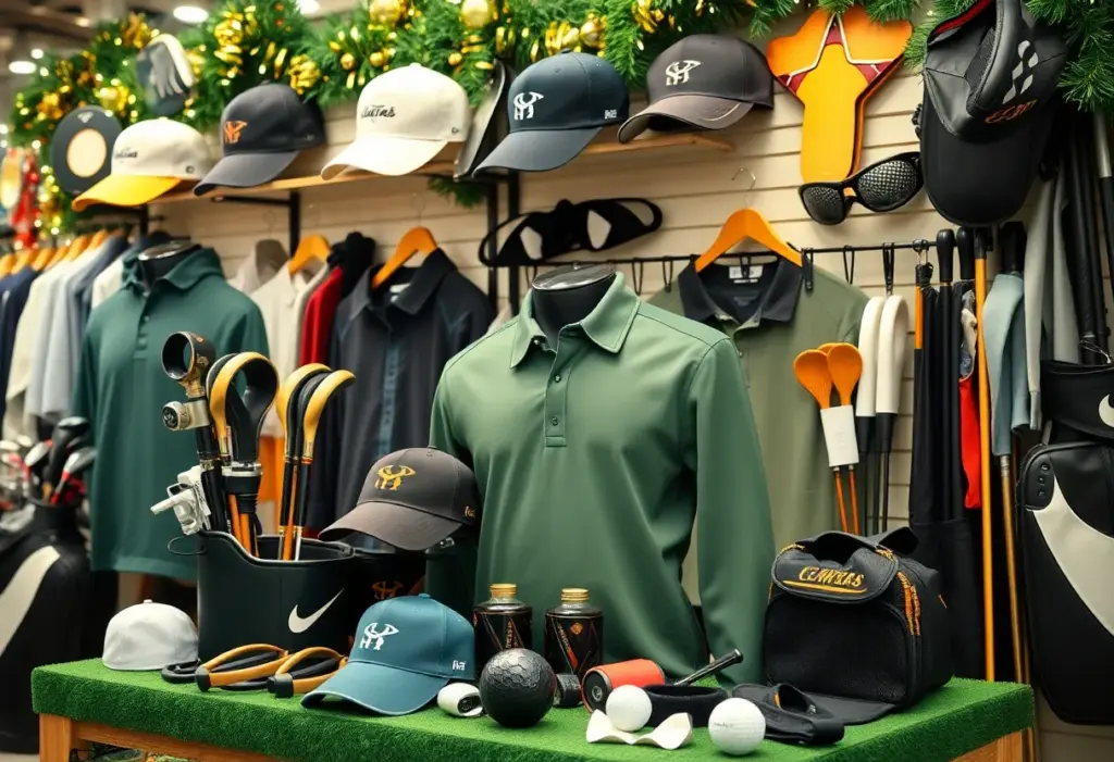 Festive golf merchandise on display at Grange Castle Golf Club pro shop