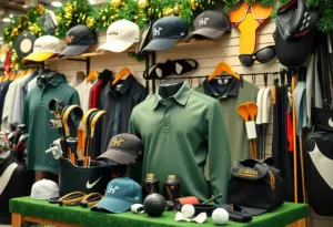 Festive golf merchandise on display at Grange Castle Golf Club pro shop