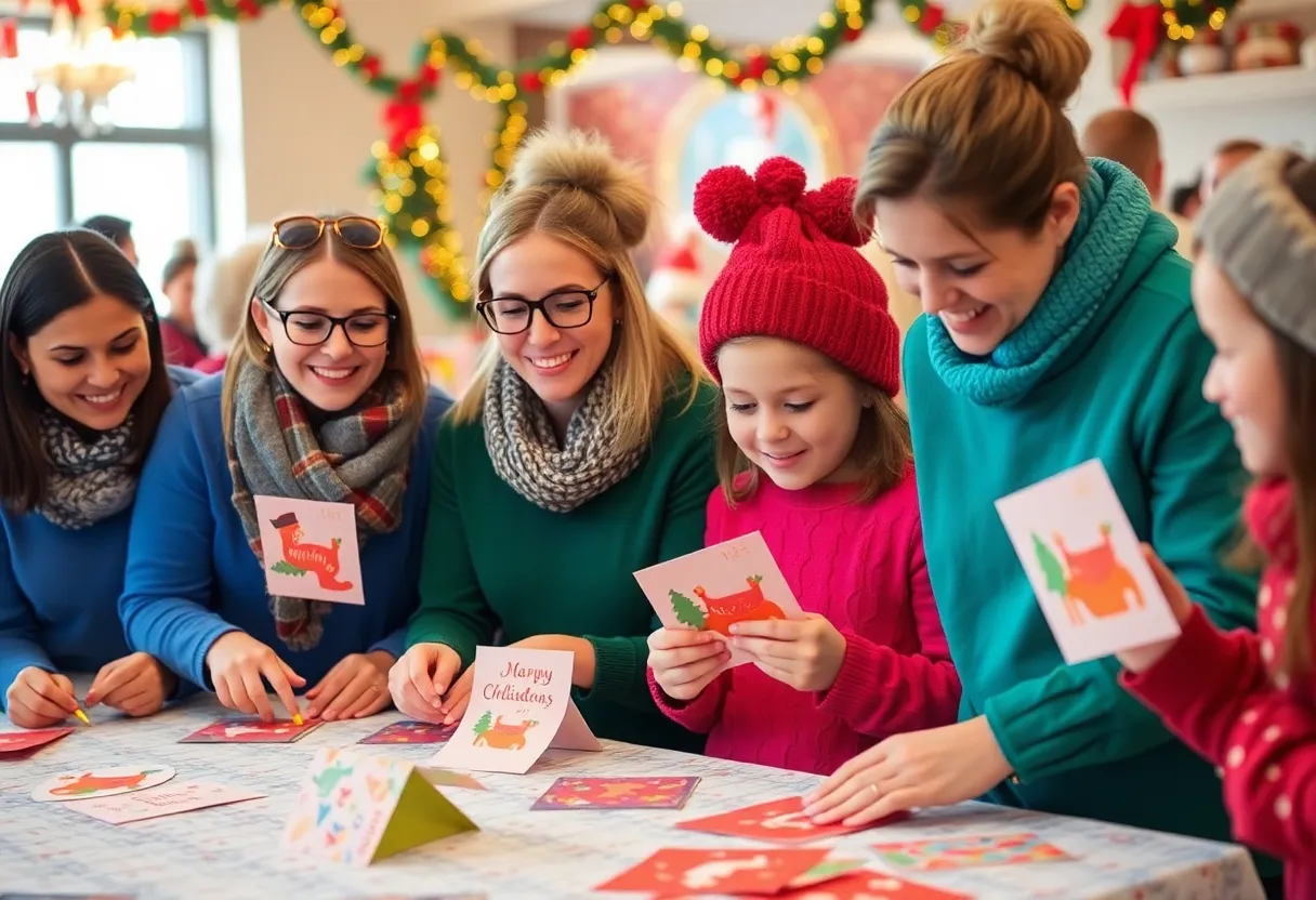 Volunteers from Drexel's MCHSO creating holiday cards