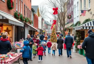 Families enjoying holiday events in Media Pennsylvania.