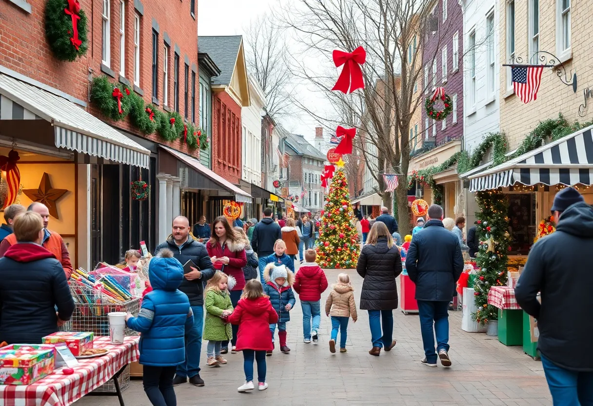 Families enjoying holiday events in Media Pennsylvania.