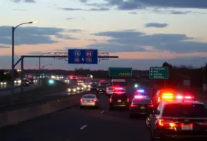 Emergency responders at a shooting scene on I-95