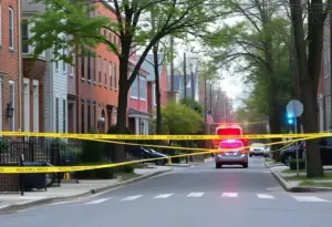 Crime scene with police investigation in Philadelphia