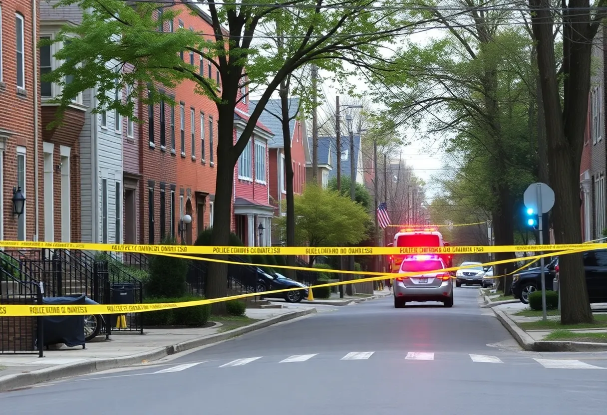 Crime scene with police investigation in Philadelphia