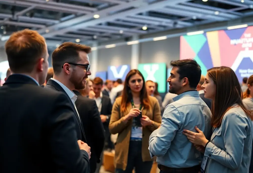 Investors networking at the early-stage investing conference in Philadelphia.