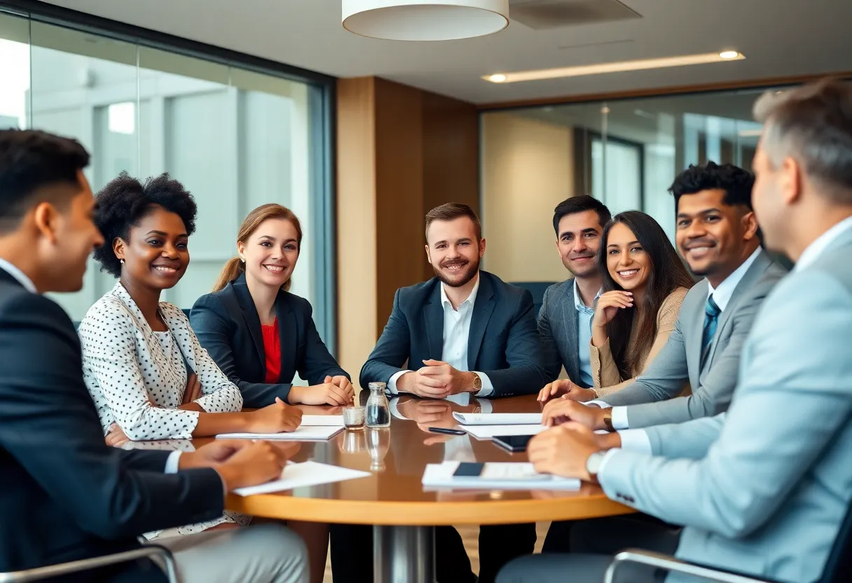 Meeting about investor relations with diverse professionals.