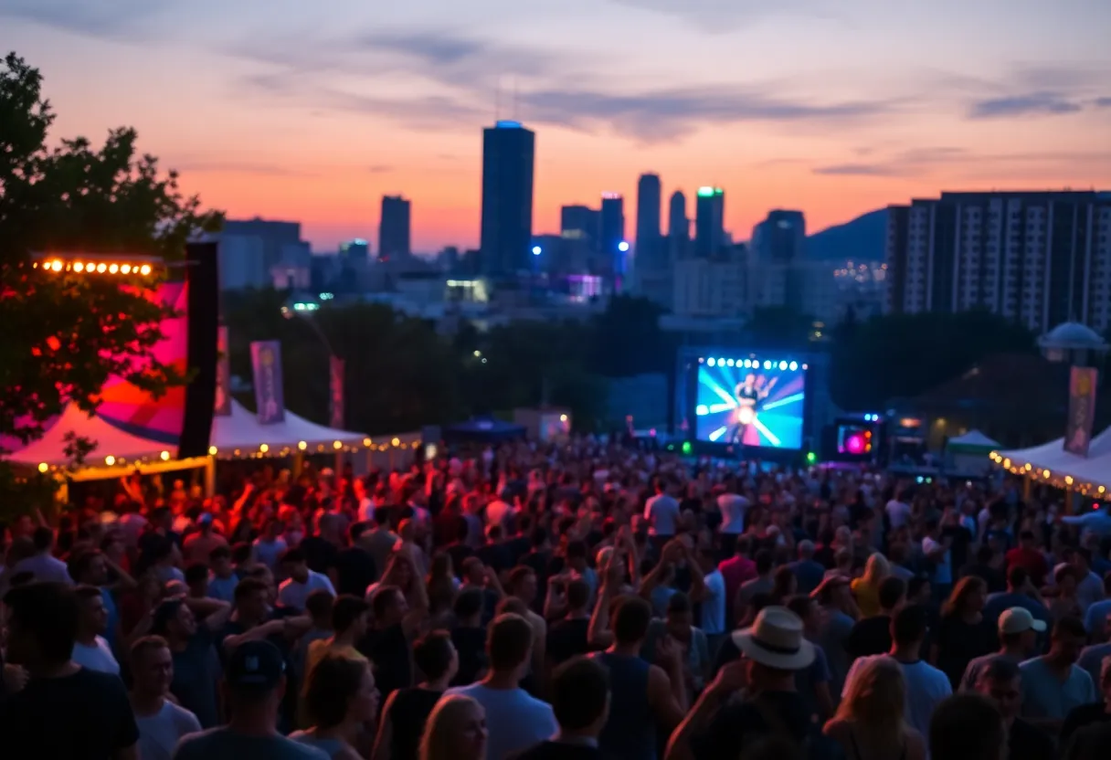 Crowd enjoying a live concert at Skyline Stage in Philadelphia