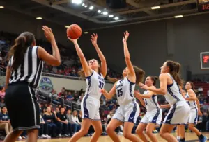 La Salle women's basketball team playing in a competitive game