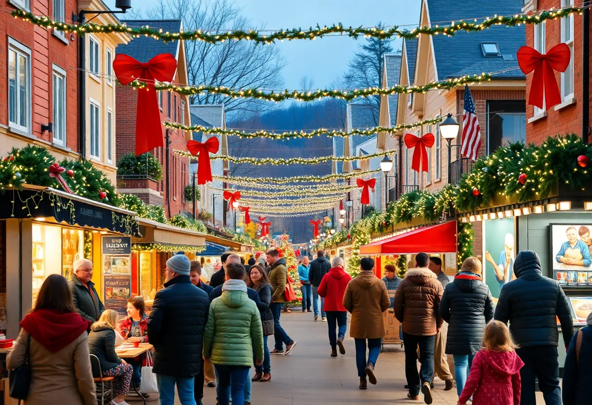 Community members celebrating the holiday season in Lancaster with decorations and activities.