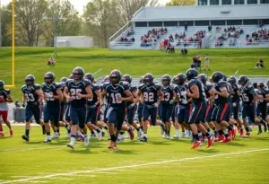LaSalle College football team celebrating their state title victory