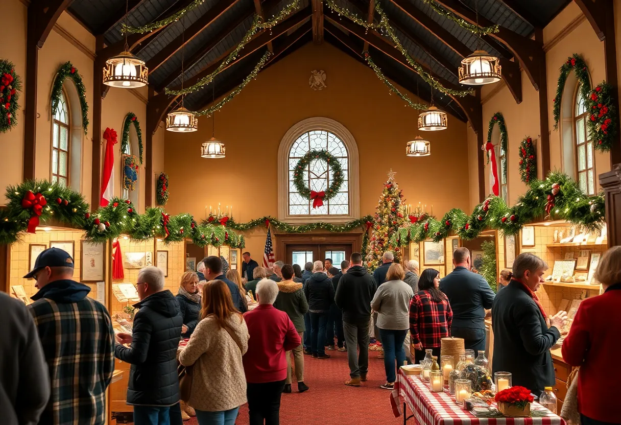 Festive decorations at Levittown's Masonic Temple during December events