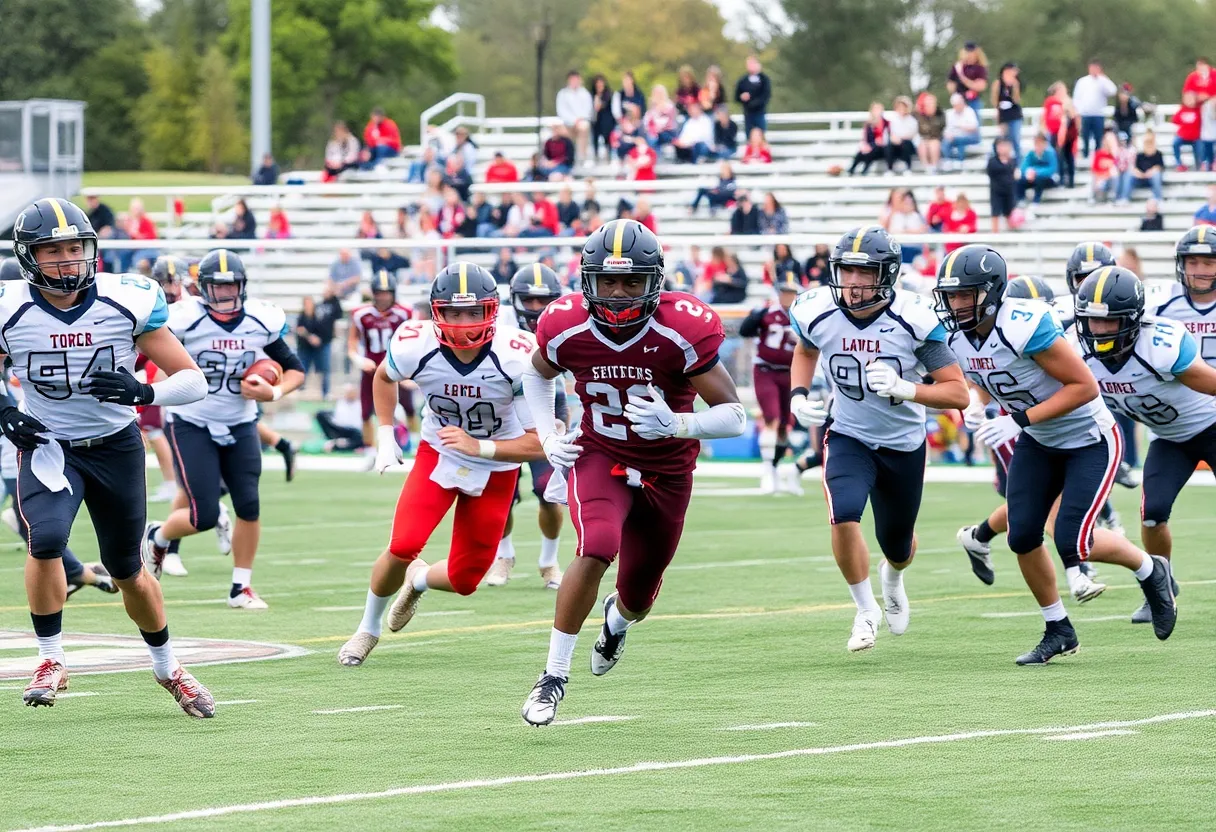 Players in action during a Liberty High School football game