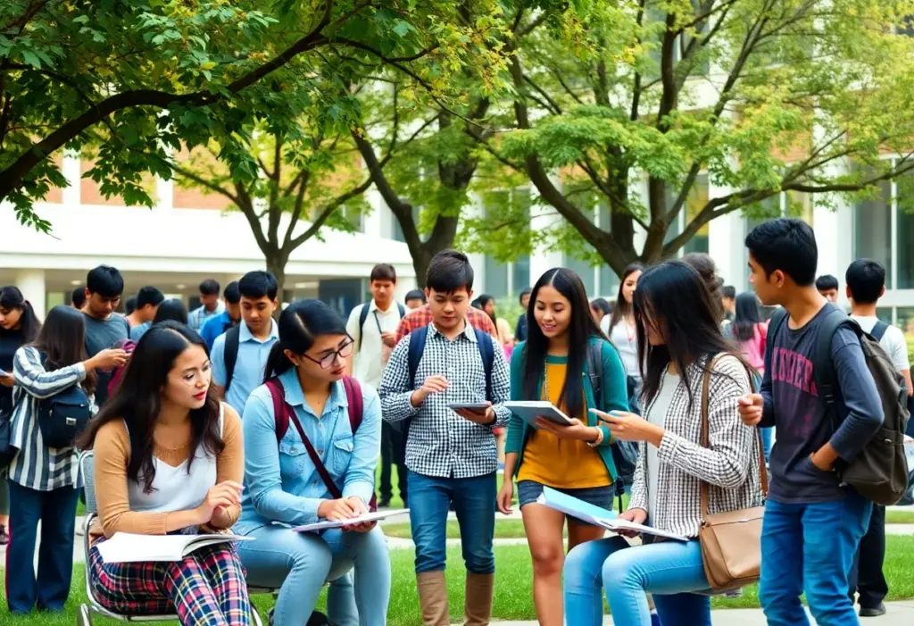 Diverse students on Lincoln University campus engaging in educational activities.