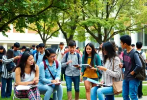 Diverse students on Lincoln University campus engaging in educational activities.