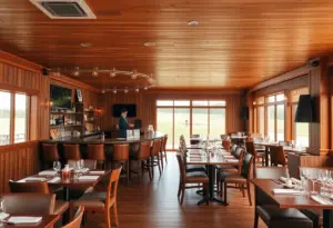 Cozy interior of Little Horse Tavern at Cobbs Creek Golf Course