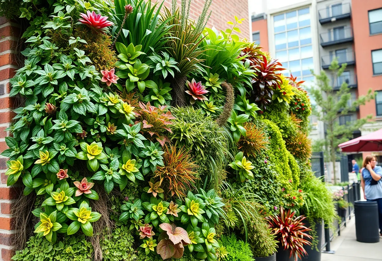 Vertical garden filled with native plants in a Philadelphia home.