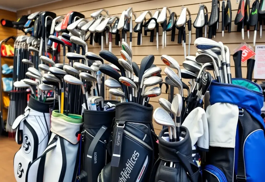 An assortment of premium golf clubs on display